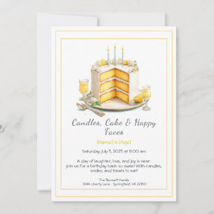 Invitation d'anniversaire gâteau d'anniversaire à