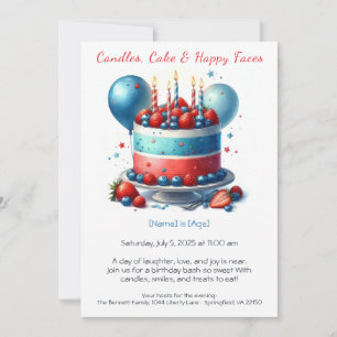 Invitation d'anniversaire gâteau d'anniversaire à 