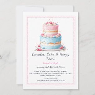 Invitation d'anniversaire gâteau d'anniversaire aq