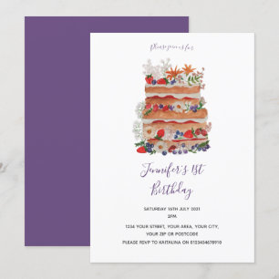Invitation d'anniversaire gâteau vintage