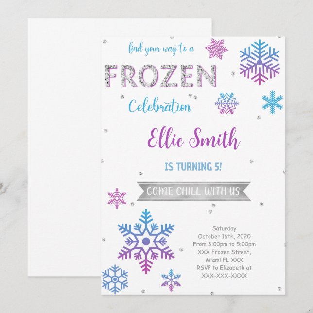 Invitation d'anniversaire gelée (Devant / Derrière)