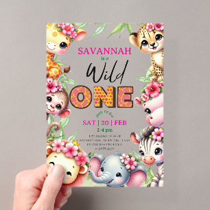 Invitation d'anniversaire Girl Wild One Jungle Saf