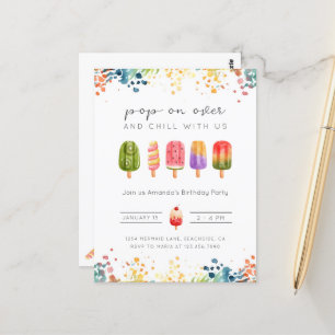 Invitation d'anniversaire glace popsicle d'été