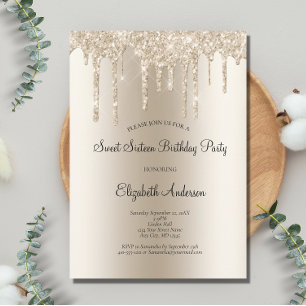 Invitation d'anniversaire Glam Sweet 16 avec paill