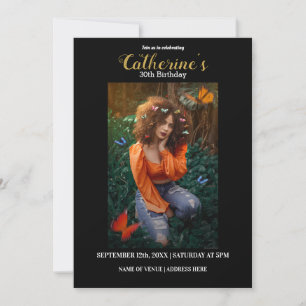 Invitation d'anniversaire Gold & Black personnalis
