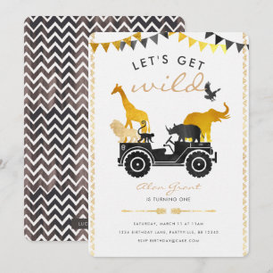 Invitation d'anniversaire Gold Safari