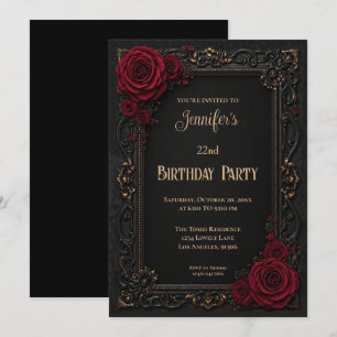Invitation d'anniversaire gothique florale