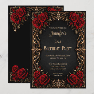 Invitation d'anniversaire gothique florale