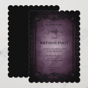Invitation d'anniversaire gothique violet foncé