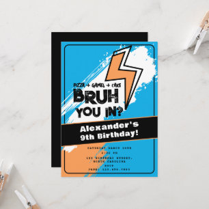 Invitation d'anniversaire Graffiti Orange Bleu Coo