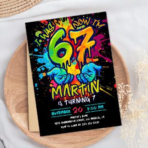 Invitation d'anniversaire Graffiti Six Sept
