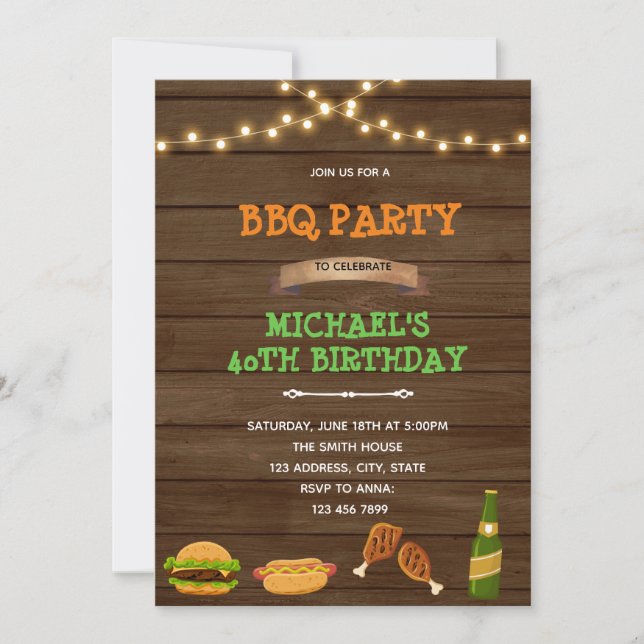 Invitation d'anniversaire grill and chill barbecue (Devant)