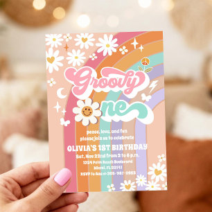 Invitation d'anniversaire Groovy Pastel 1ère année