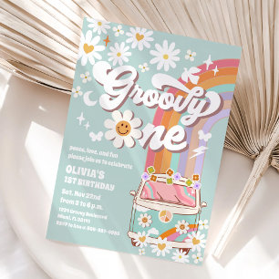 Invitation d'anniversaire Groovy Retro Daisy 1ère