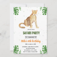 Invitation d'anniversaire guépard léopard