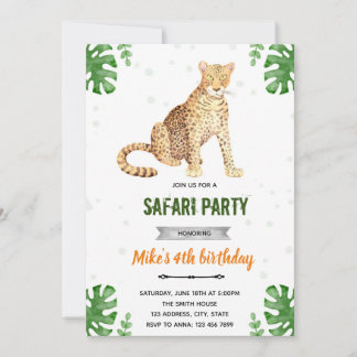 Invitation d'anniversaire guépard léopard