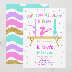 Invitation d'anniversaire gymnastique colorée