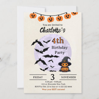 Invitation d'anniversaire Halloween pour les enfan