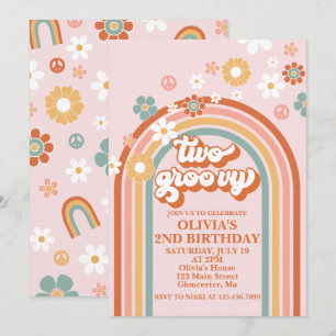 Invitation d'anniversaire Hippie Rainbow Two Groov