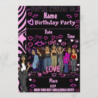Invitation d'anniversaire Homies Chicana Lil Homie