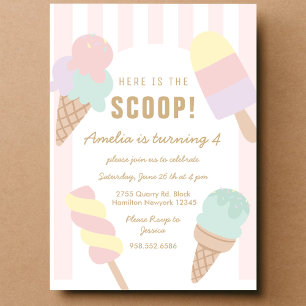Invitation d'anniversaire Ice Cream Here's the Sco