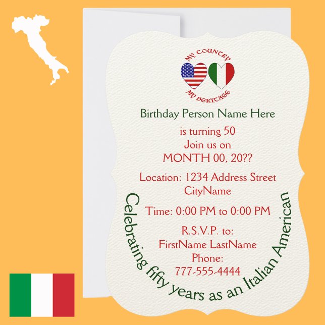 Invitation d'anniversaire italienne américaine (Créateur téléchargé)