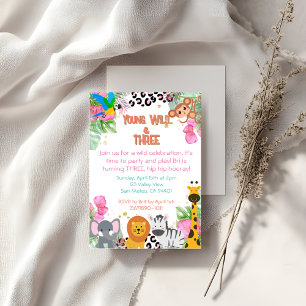 Invitation d'anniversaire Jeune, Sauvage et Trois 
