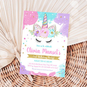 Invitation d'anniversaire jour magique arc-en-ciel