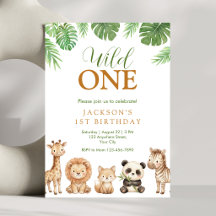 Invitation d'anniversaire Jungle Wild One