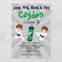 Invitation d'anniversaire Karate Boy Vert