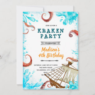 Invitation d'anniversaire Kraken