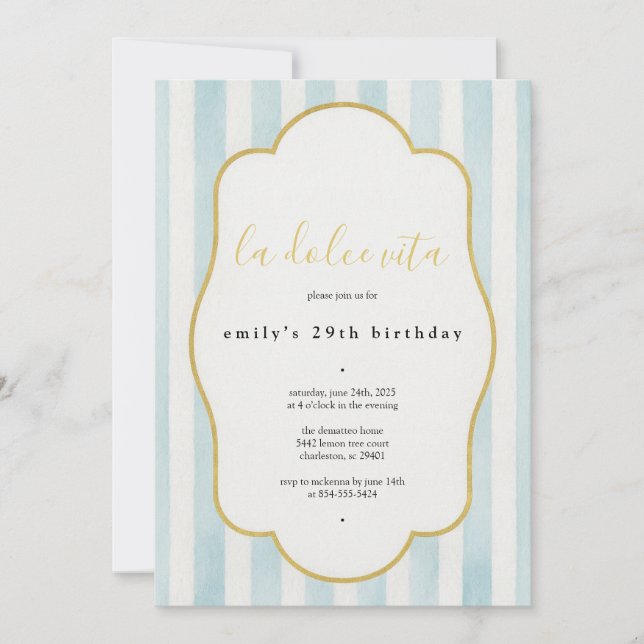 Invitation d'anniversaire La Dolce Vita (Devant)