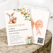 Invitation d'anniversaire Lapin Aquarelle "Peachy 