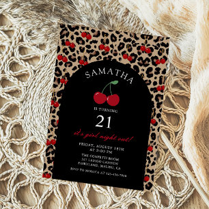 Invitation d'anniversaire léopard guépard cerise