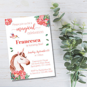 Invitation d'anniversaire licorne