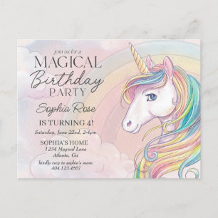 Invitation d'anniversaire licorne, fête d'annivers