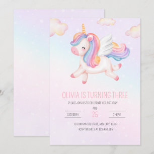Invitation d'anniversaire Licorne, Fête Licorne Ar
