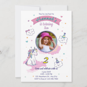 Invitation d'anniversaire licorne fille
