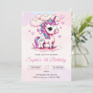 Invitation d'anniversaire Licorne, Filles de Licor