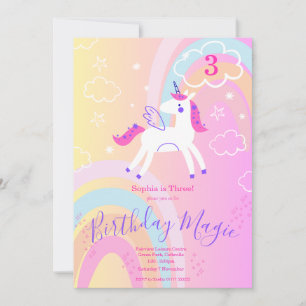Invitation d'anniversaire licorne Magie Arc-en-cie