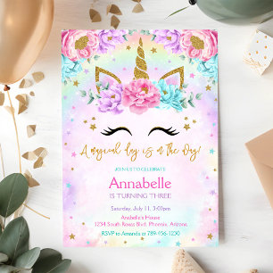 Invitation d'anniversaire Licorne Magique Jour Arc