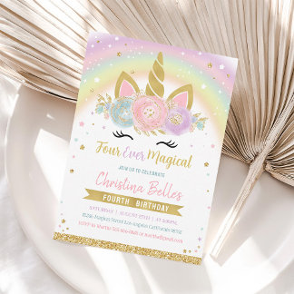 Invitation d'anniversaire licorne magique pour tou