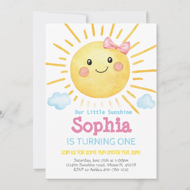 Invitation d'anniversaire Little Sunshine-A159 (Devant)