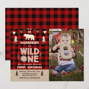 Invitation d'anniversaire Lumberjack Wild One