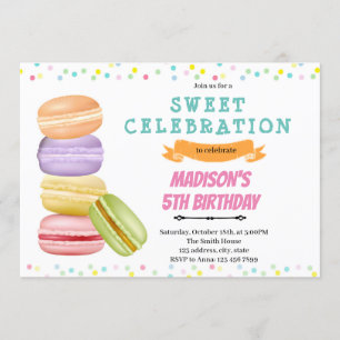 Invitation d'anniversaire Macaron