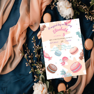Invitation d'anniversaire Macarons Bonbons Sucreri