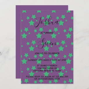 Invitation d'anniversaire Magic Star Green