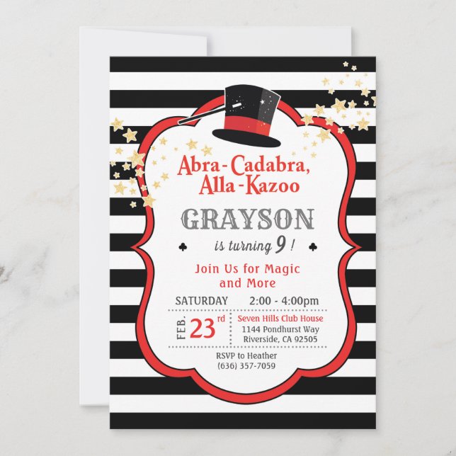 Invitation d'anniversaire magique (Devant)