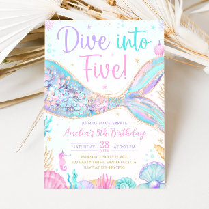 Invitation d'anniversaire Mermaid Dive Into Five 5
