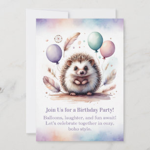 Invitation d'anniversaire mignonne de hérisson – B